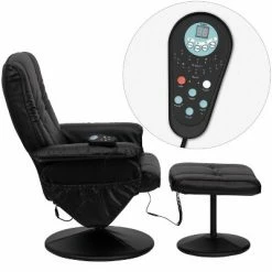 Best Pirce 🛒 Flash Furniture Massaging Heat Controlled Adjustable Recliner and Ottoman with Wrapped Base in Black LeatherSoft 👏 -Living Room Chairs Sales unnamed file 13450