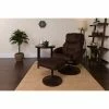 Brand new 🧨 Flash Furniture Contemporary Multi-Position Recliner and Ottoman with Circular Wrapped Base in Brown Microfiber ⭐ -Living Room Chairs Sales unnamed file 13452