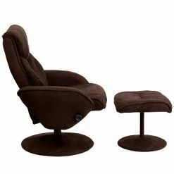 Brand new 🧨 Flash Furniture Contemporary Multi-Position Recliner and Ottoman with Circular Wrapped Base in Brown Microfiber ⭐ -Living Room Chairs Sales unnamed file 13455