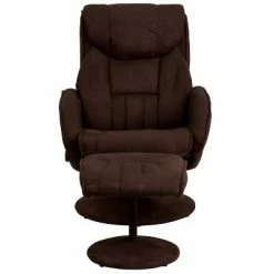 Brand new 🧨 Flash Furniture Contemporary Multi-Position Recliner and Ottoman with Circular Wrapped Base in Brown Microfiber ⭐ -Living Room Chairs Sales unnamed file 13456