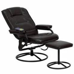 Deals ✔️ 2pc Massaging Multi Position Recliner/Ottoman with Metal Bases Brown - Riverstone Furniture Collection 🎁 -Living Room Chairs Sales unnamed file 13513