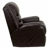 Best Sale 🧨 Plush Leather Lever Rocker Recliner with Padded Arms Brown - Riverstone Furniture Collection ✔️