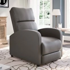 Buy ๐ฏ Moor Brownish - Gray Bonded Leather Press-Back Recliner - Corliving โค๏ธ