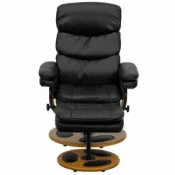 Coupon 😀 2pc Contemporary Multi-Position Recliner and Ottoman with Wood Base in Black - Riverstone Furniture Collection 🥰 -Living Room Chairs Sales unnamed file 13579