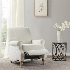 Outlet ✔️ Madison Park Cranberry Push Back Recliner Ivory 🎁 -Living Room Chairs Sales unnamed file 13583