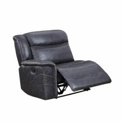 Budget 🛒 Left Arm Facing Recliner with Faux Leather Upholstery Gray - Benzara 😉