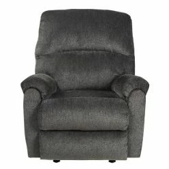 New 🧨 Fabric Upholstered Rocker Recliner with Pillow Top Arm Gray - Benzara 🥰
