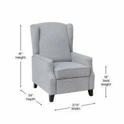Promo 😍 Emma and Oliver Fabric Upholstered Easy Push Back Recliner - Classic Wingback Design with Nailhead Accent Trim and Footrest ✔️ -Living Room Chairs Sales unnamed file 13618