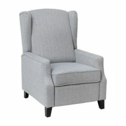 Promo 😍 Emma and Oliver Fabric Upholstered Easy Push Back Recliner - Classic Wingback Design with Nailhead Accent Trim and Footrest ✔️ -Living Room Chairs Sales unnamed file 13626