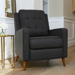 Promo ⌛ Francis Mid Century Pushback Recliner - Abbyson Living Ivory 🥰