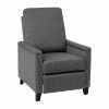 Deals 🎉 Emma and Oliver Fabric Upholstered Push Back Recliner with Nailhead Trim and Pop Out Footrest for Living Room, Den & Bedroom ✔️