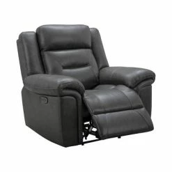 Brand new ๐ Keizer Leather Triple Power Recliner Dark Gray - Abbyson Living ๐