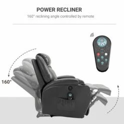 Promo 🎁 HomCom Electric Power Reclining Massage Sofa PU leather with 8-Point Vibration Waist Heating Side Storage USB Port 👍 -Living Room Chairs Sales unnamed file 13803