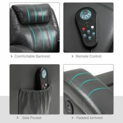 Promo 🎁 HomCom Electric Power Reclining Massage Sofa PU leather with 8-Point Vibration Waist Heating Side Storage USB Port 👍 -Living Room Chairs Sales unnamed file 13805