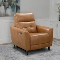 Hot Sale 😀 Audrey Leather Power Recliner with Power Headrest Camel - Abbyson Living ❤️