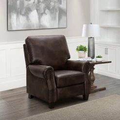 Best deal 👍 Carly Leather Pushback Recliner - Abbyson Living Brown 😍