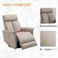 Wholesale 😉 HomCom Modern Electronic Power Recliner Upholstered Swivel Glider Rocking Chair with USB Port 🌟 -Living Room Chairs Sales unnamed file 13868