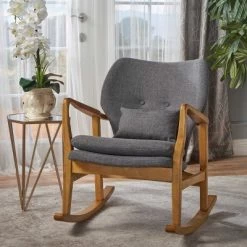 Brand new 🧨 Benny Mid Century Modern Fabric Rocking Chair - Christopher Knight Home Muted Yellow 💯