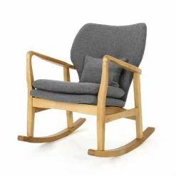 Brand new 🧨 Benny Mid Century Modern Fabric Rocking Chair - Christopher Knight Home Muted Yellow 💯 -Living Room Chairs Sales unnamed file 13925