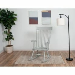 Discount 🔔 Gift Mark Modern Wooden Rocking Chair - Gray 🎉