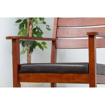 Best Sale ⌛ Gift Mark Adult Rocking Chair with Horizontal Back and Brown Faux Leather Seat ✨ 4 Best Sale ⌛ Gift Mark Adult Rocking Chair with Horizontal Back and Brown Faux Leather Seat ✨ - Image 2