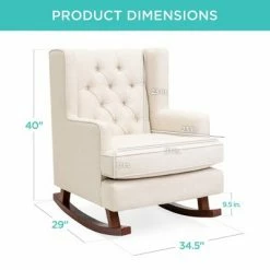 Hot Sale 👍 Best Choice Products Rocking Accent Chair, Tufted Upholstered Wingback for Home, Nursery w/ Wood Frame 🔥 -Living Room Chairs Sales unnamed file 14064