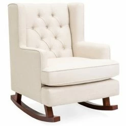 Hot Sale 👍 Best Choice Products Rocking Accent Chair, Tufted Upholstered Wingback for Home, Nursery w/ Wood Frame 🔥 -Living Room Chairs Sales unnamed file 14065