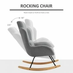 Buy 😀 HomCom Modern Wingback Fabric Rocking Sofa Chair 💯 -Living Room Chairs Sales unnamed file 14080