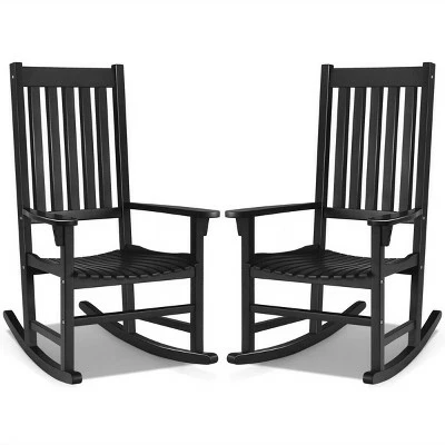 Best Sale 🛒 Costway 2PCS Wood Rocking Chair Porch Rocker High Back Garden Seat Indoor Outdoor 😉 12 Best Sale 🛒 Costway 2PCS Wood Rocking Chair Porch Rocker High Back Garden Seat Indoor Outdoor 😉 - Image 10