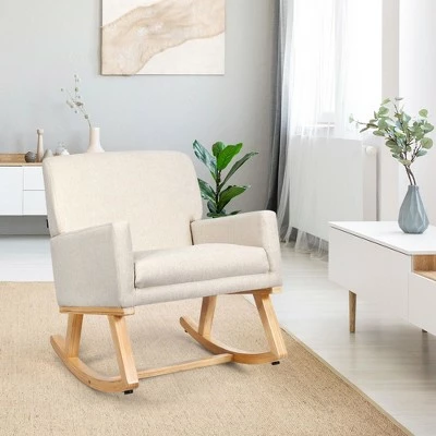 Best reviews of ๐งจ Costway Mid Century Fabric Rocking Chair Upholstered Accent Armchair Lounge Chair Beige/Gray โ๏ธ 5 Best reviews of ๐งจ Costway Mid Century Fabric Rocking Chair Upholstered Accent Armchair Lounge Chair Beige/Gray โ๏ธ - Image 3