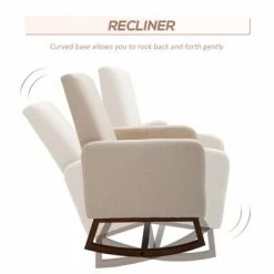 Hot Sale 🌟 HomCom Fabic Rocking Chair with Solid Curved Wood Base 🌟 -Living Room Chairs Sales unnamed file 14121
