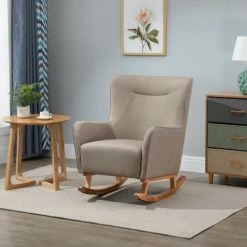 Best Sale ๐ HomCom Modern Rocking Linen Sofa Armchair โจ