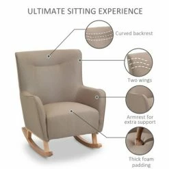 Best Sale 😀 HomCom Modern Rocking Linen Sofa Armchair ✨ -Living Room Chairs Sales unnamed file 14129