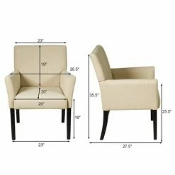 Discount 👏 Costway Set of 2 Arm Chair Guest Chair Home Office w/ Wooden Legs 👍