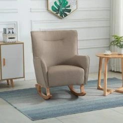 Best Sale 😀 HomCom Modern Rocking Linen Sofa Armchair ✨ -Living Room Chairs Sales unnamed file 14132