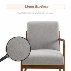 Discount 🥰 HomCom Linen Fabric Rocking Chair with Curved Wood Base 🛒 -Living Room Chairs Sales unnamed file 14136