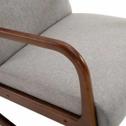 Discount 🥰 HomCom Linen Fabric Rocking Chair with Curved Wood Base 🛒 -Living Room Chairs Sales unnamed file 14140