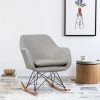 Cheapest 🎁 Costway Rocking Chair Fabric Rocker Upholstered Single Sofa Chair Accent Armchair Grey 🔔 -Living Room Chairs Sales unnamed file 14143