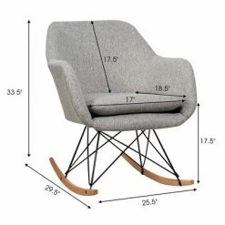 Cheapest 🎁 Costway Rocking Chair Fabric Rocker Upholstered Single Sofa Chair Accent Armchair Grey 🔔 -Living Room Chairs Sales unnamed file 14144