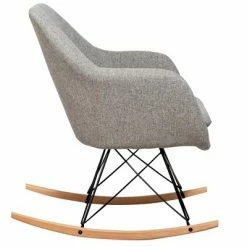 Cheapest 🎁 Costway Rocking Chair Fabric Rocker Upholstered Single Sofa Chair Accent Armchair Grey 🔔 -Living Room Chairs Sales unnamed file 14151