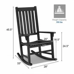 Wholesale 😉 Costway Wooden Rocking Chair Porch Rocker High Back Garden Seat For Indoor Outdoor 😍