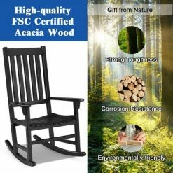 Wholesale 😉 Costway Wooden Rocking Chair Porch Rocker High Back Garden Seat For Indoor Outdoor 😍 -Living Room Chairs Sales unnamed file 14159