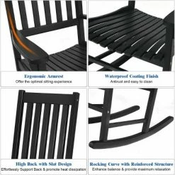 Wholesale 😉 Costway Wooden Rocking Chair Porch Rocker High Back Garden Seat For Indoor Outdoor 😍 -Living Room Chairs Sales unnamed file 14160