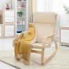 Promo 👏 Costway Modern Bentwood Rocking Chair Fabric Upholstered Relax Rocker Lounge Chair GrayBeige 🤩 -Living Room Chairs Sales unnamed file 14164