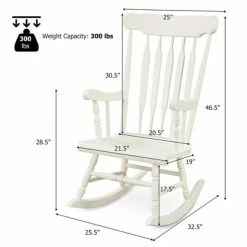 Best reviews of 🛒 Costway Solid Wood Rocking Chair Porch Rocker Indoor Outdoor Seat Glossy Finish WhiteCoffee 🎁