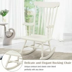 Best deal 😍 Costway Set of 2 Wood Rocking Chair Glossy Finish White Coffe 🎉 -Living Room Chairs Sales unnamed file 14202