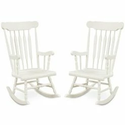Best deal 😍 Costway Set of 2 Wood Rocking Chair Glossy Finish White Coffe 🎉 -Living Room Chairs Sales unnamed file 14208