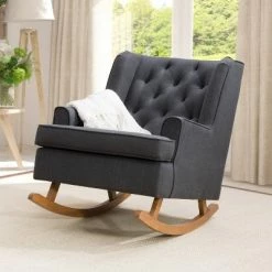 Best reviews of ❤️ Boston Tufted Fabric Rocking Chair Dark Gray - CorLiving 🌟