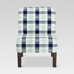 Deals ⌛ Burke Slipper Chair - Navy & Green Check - Threshold™ 😀