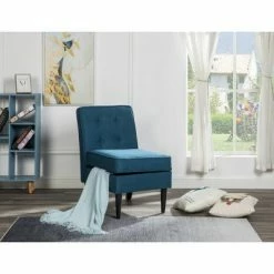 Best deal 🤩 Simple Relax Fabric Storage Accent Chair in Blue 🌟